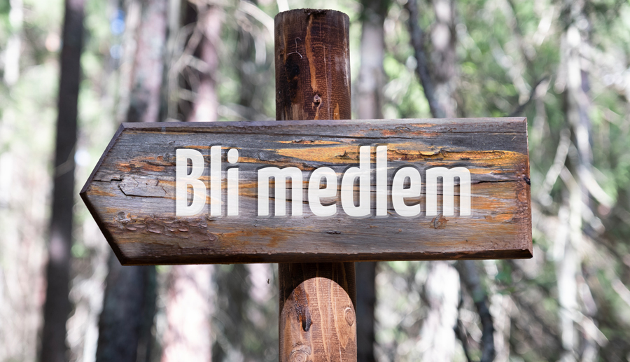 Bild på träskylt där det står "Bli medlem"